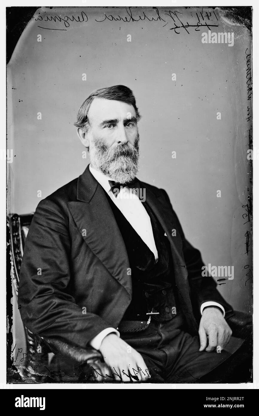 Portrait of Captain Thomas Whitehead, Company E, 2nd Virginia Cavalry, C.S.A., a Confederate officer, from the Brady-Handy Collection at the Library of Congress. Stock Photo