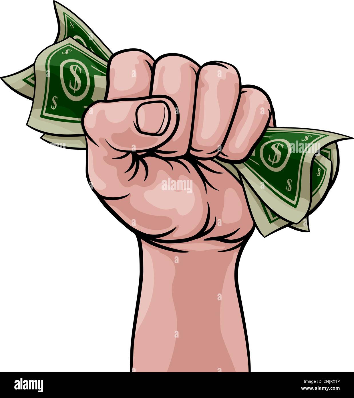 Money Cash Fist Hand Comic Pop Art Cartoon Stock Vector