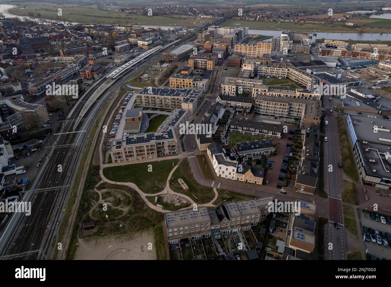 Aerial of recent urban residential real estate development Noorderhaven