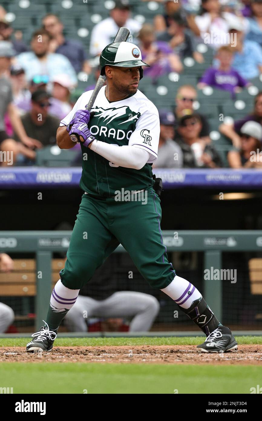 Colorado Rockies first baseman C.J. Cron (25) in the third inning of a  baseball game Friday, July 14, 2023, in Denver.(AP Photo/David Zalubowski  Stock Photo - Alamy