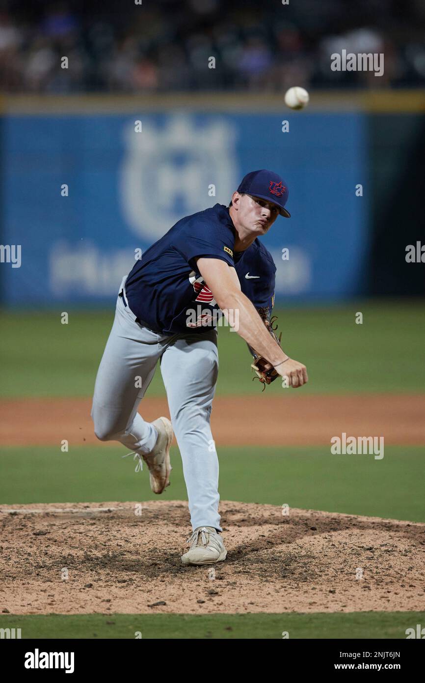 Team Stars relief pitcher Cade Kuehler (32) (Campbell) in action