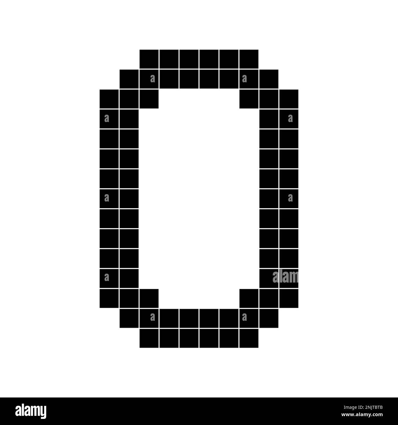 Number 0 zero, 3d cube pixel, shape minecraft 8 bit Stock Vector