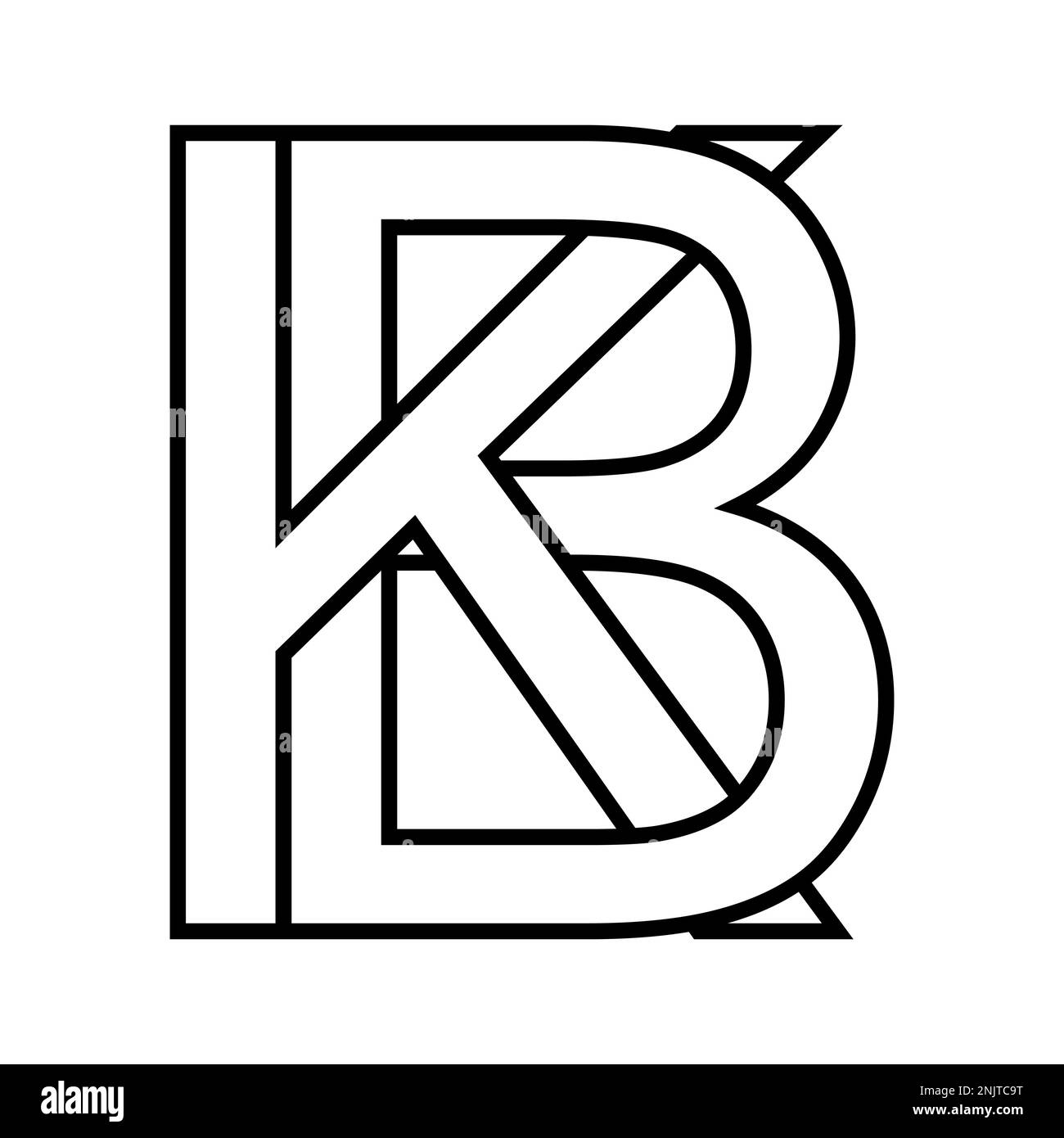Logo sign kb bk icon double letters logotype b k Stock Vector