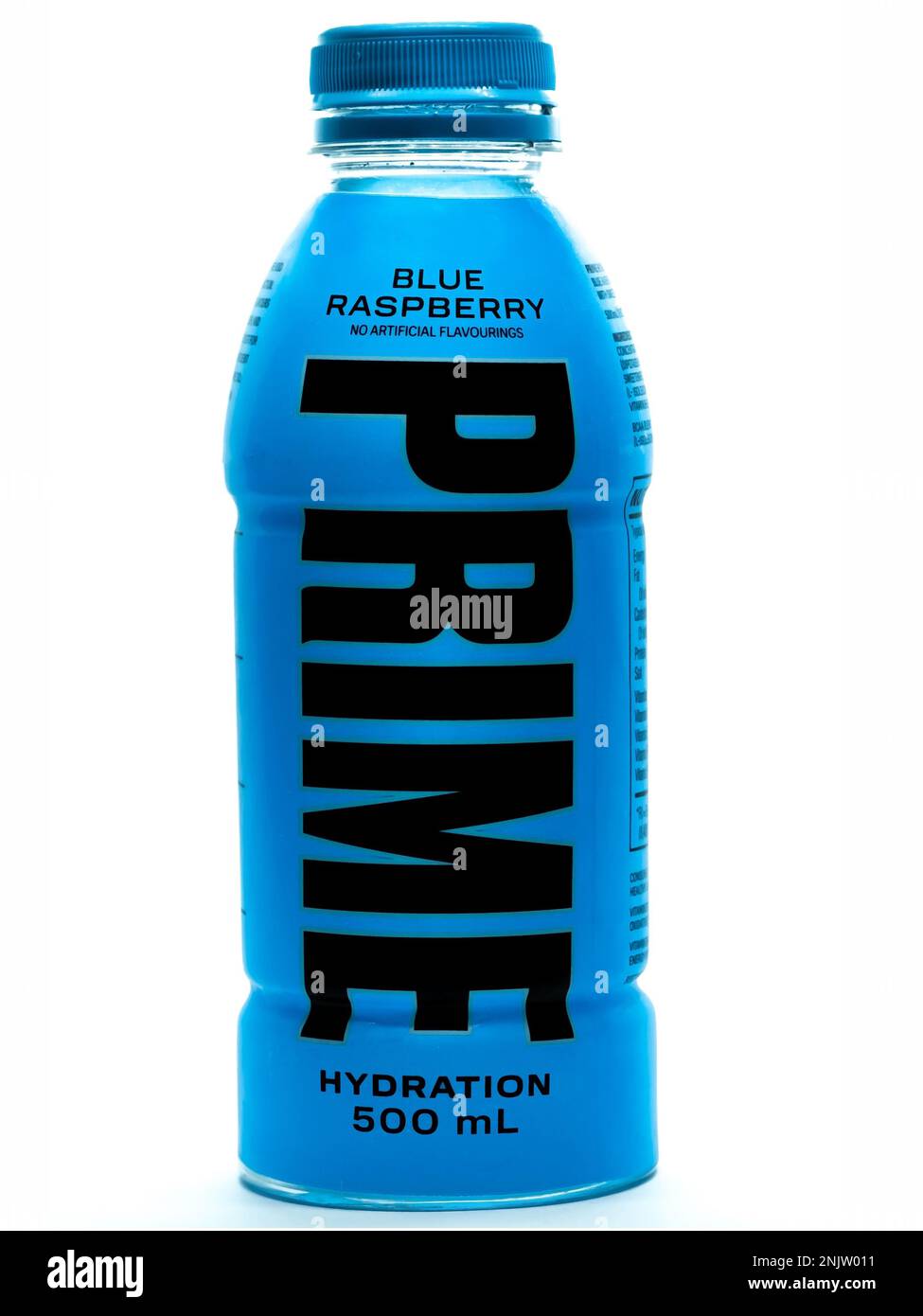500ml Bottle Of Prime Hydration Energy Drink On A White Background 