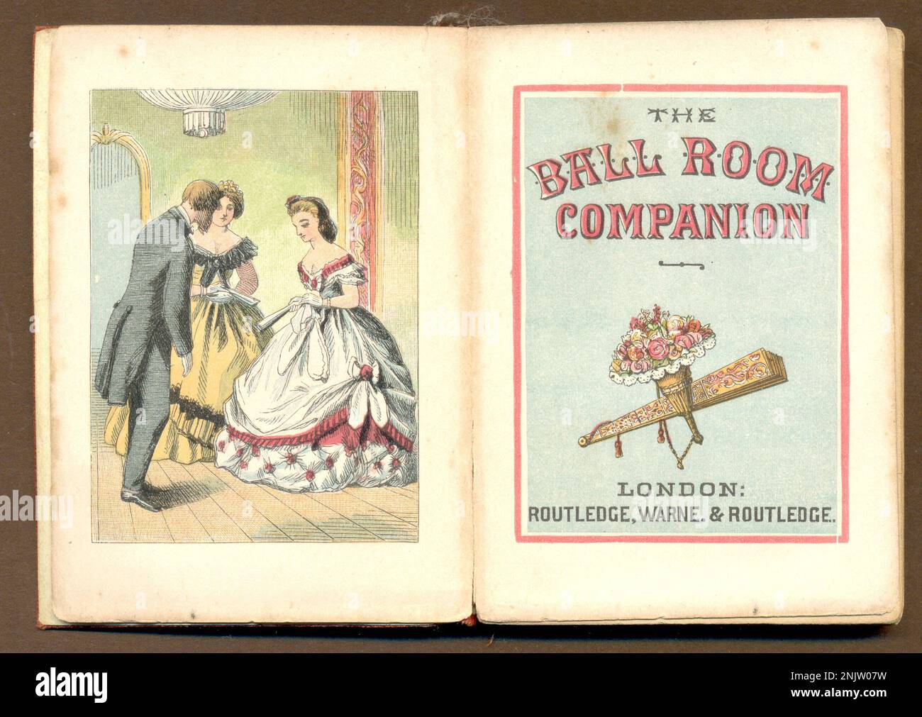 Chromolithographed frontispiece  and title page to The Ball Room Companion published by Routledge, Warne & Routledge 1864 Stock Photo