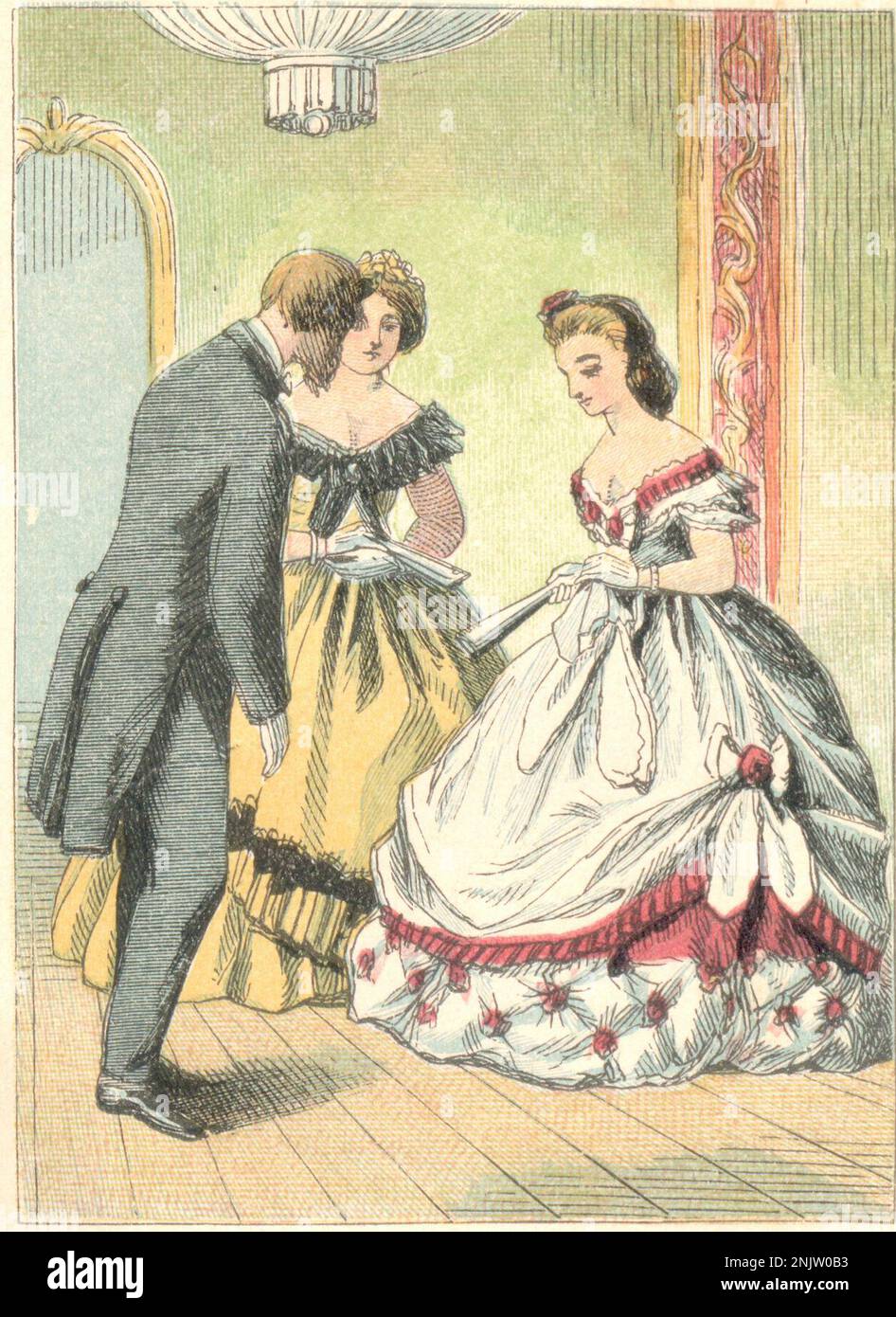 Chromolithographed frontispiece to The Ball Room Companion published by Routledge, Warne & Routledge 1864 Stock Photo