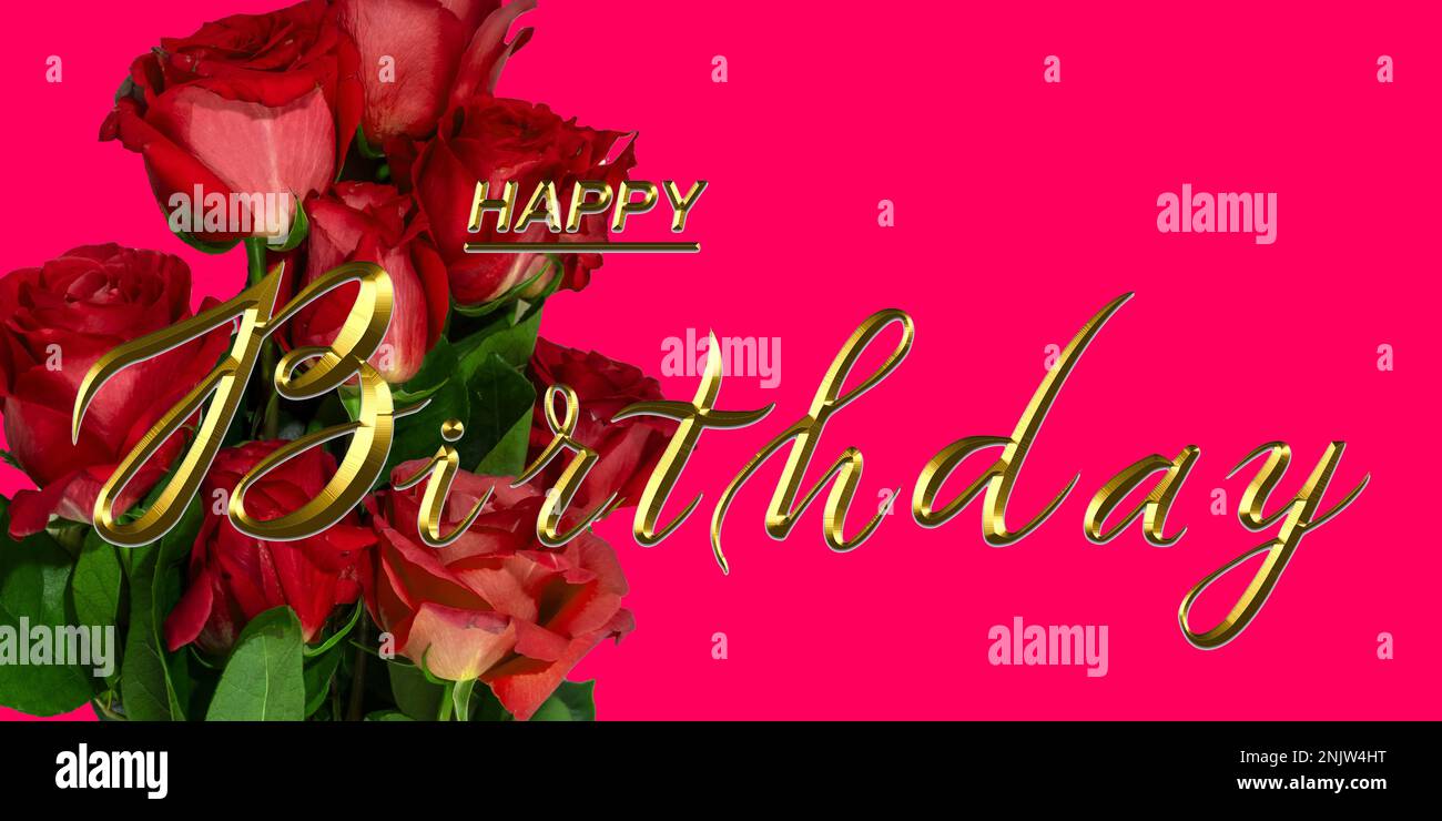 Birthday card with flowers for a woman or a girl Stock Photo Alamy