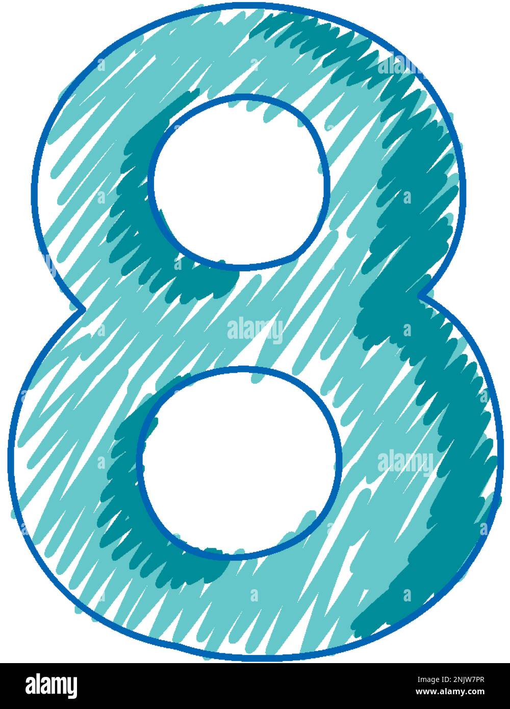 Number eight in pencil colour sketch simple style illustration Stock