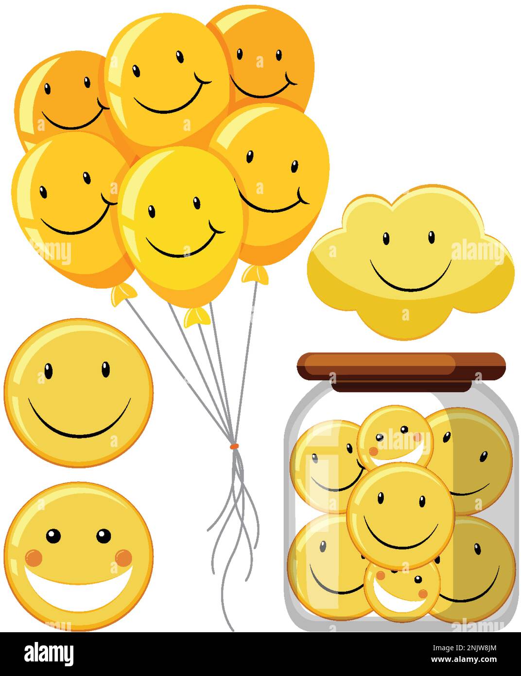 Smiley emoji wiht different object illustration Stock Vector