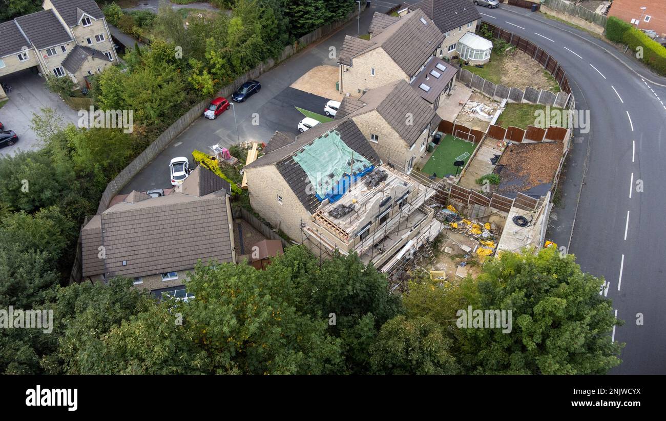 Aerial photo of a typical housing estate in Birkby close to the town
