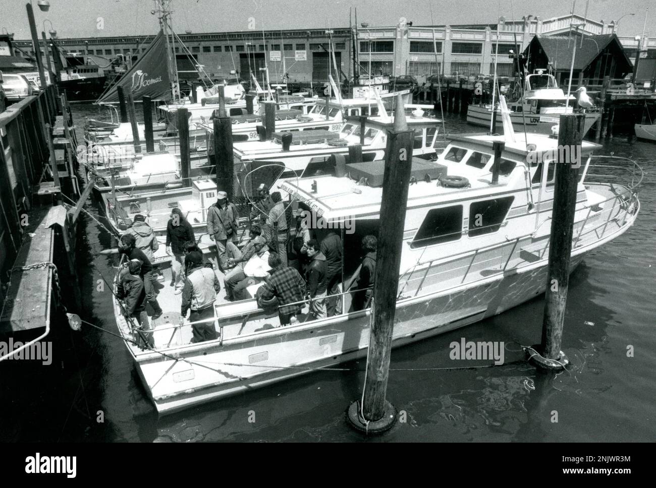 Fishermans Wharf's party boats. Shown is the "Butchie B." Passengers
