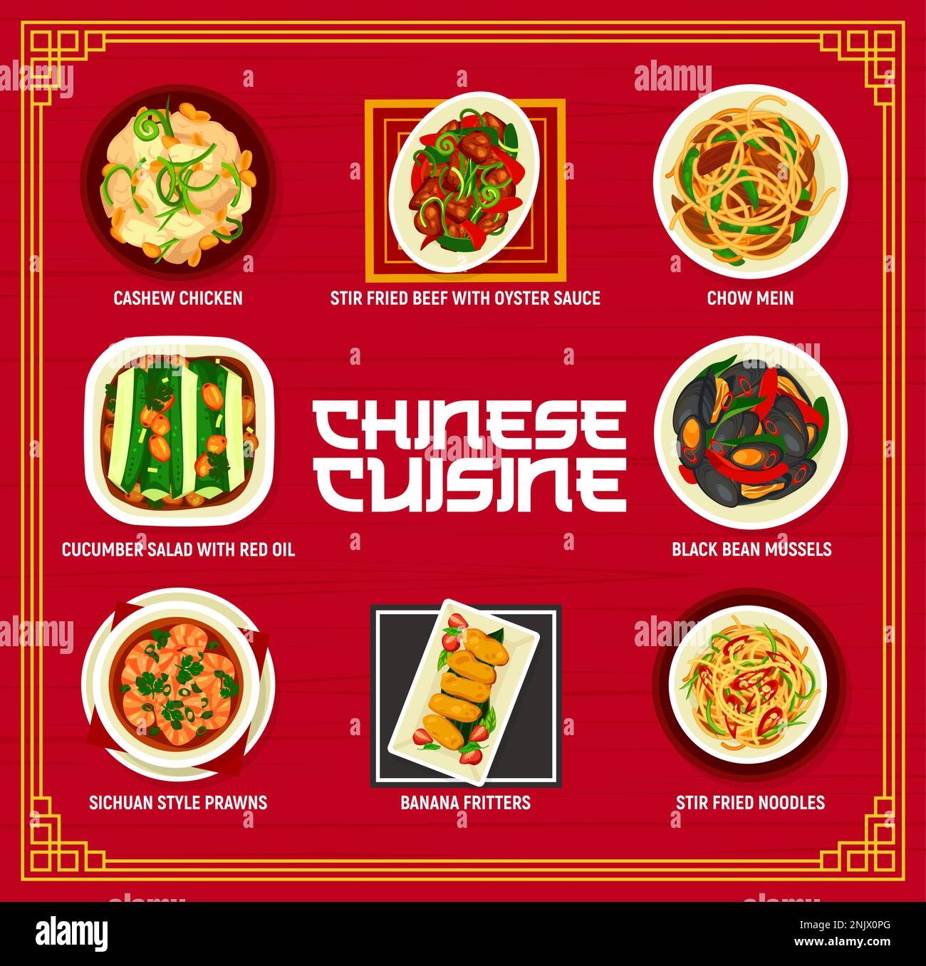 Gourmet Seafood Chinese Stir Fried Prawns Stock Vector Images Alamy