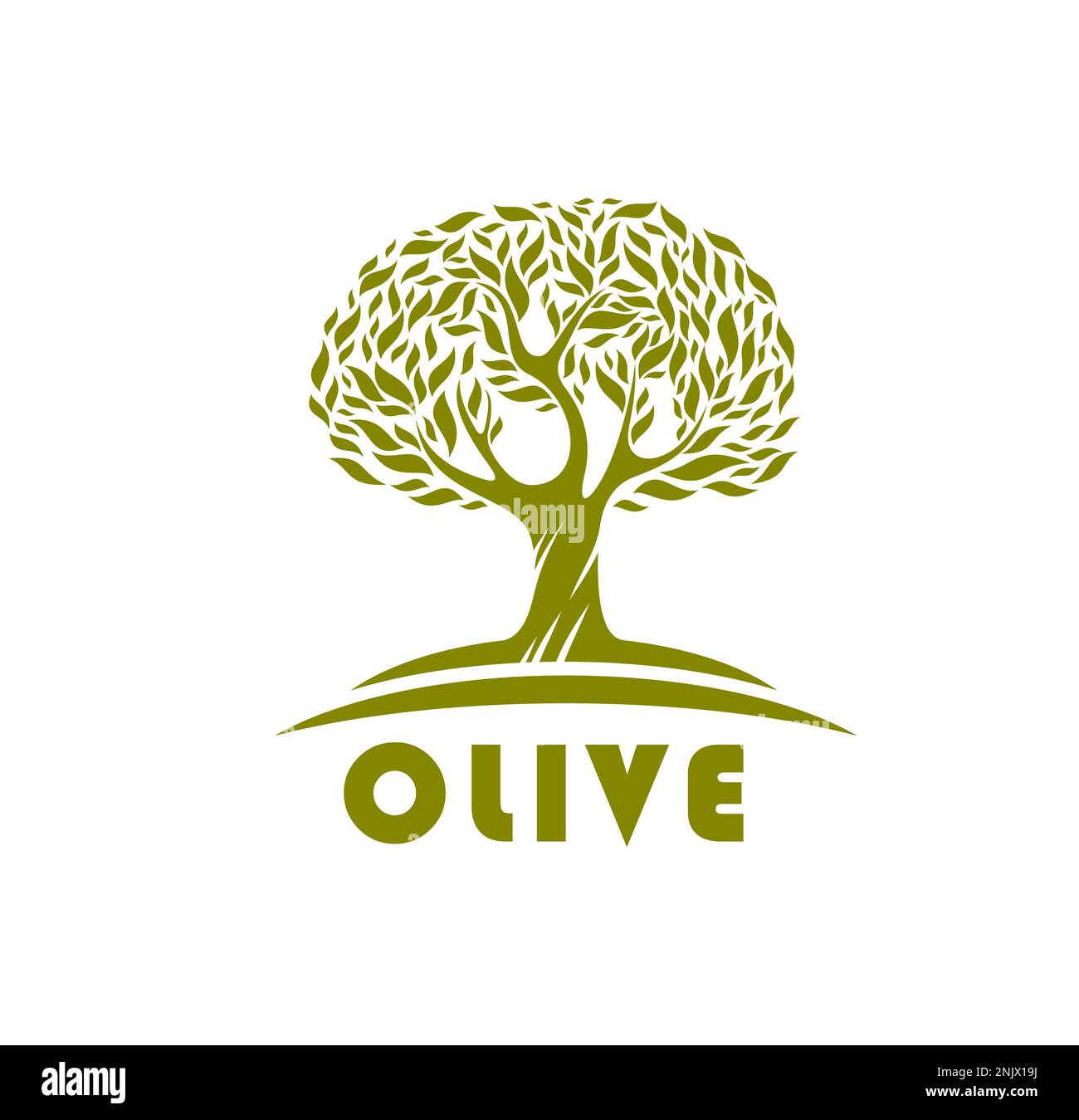 Olive tree, eco product symbol. Vegetarian food and mediterranean