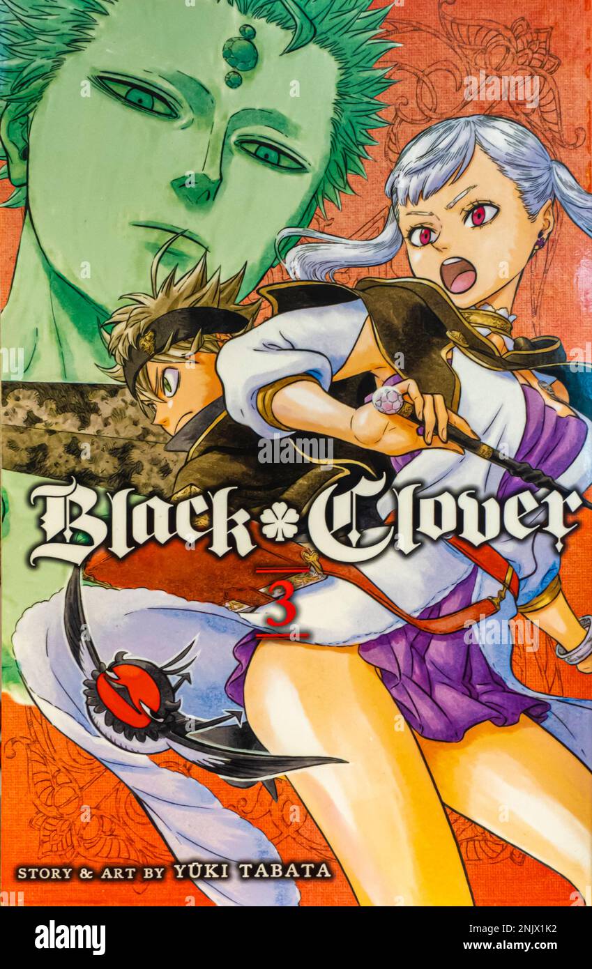 Black Clover 3 manga book cover. Written and illustrated by Yūki Tabata Stock Photo - Alamy