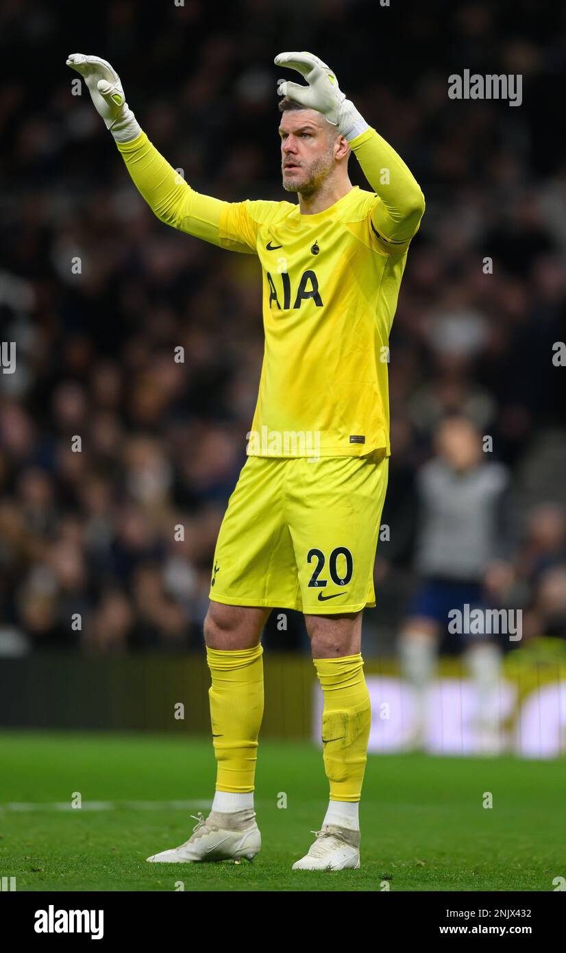 19 Feb 2023 - Tottenham Hotspur v West Ham United - Premier League - Tottenham Hotspur Stadium  Tottenham's Fraser Forster during the Premier League match against West Ham. Picture : Mark Pain / Alamy Live News Stock Photo