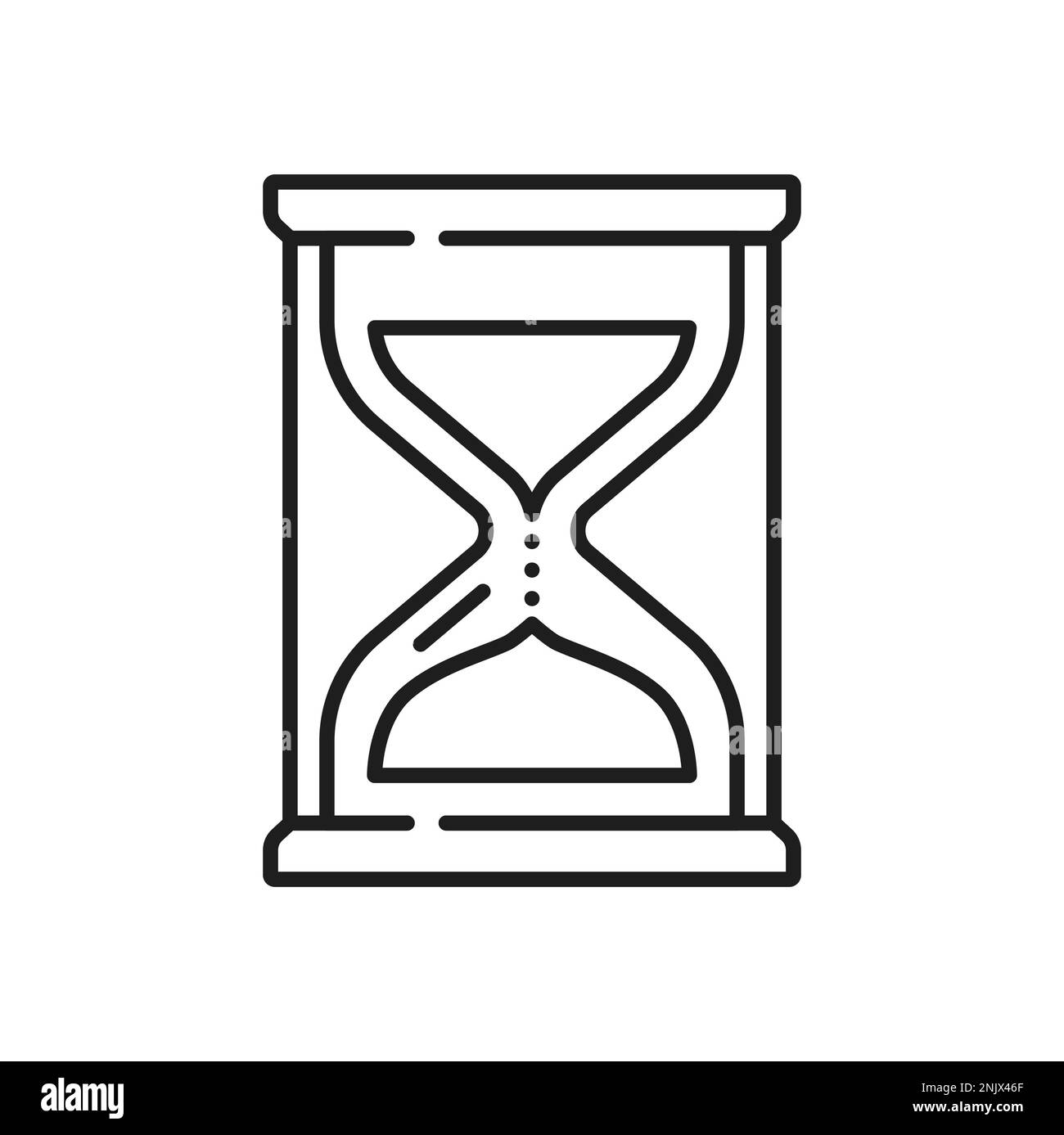 Hourglass isolated retro measuring device thin line icon. Vector sand clock, countdown timer