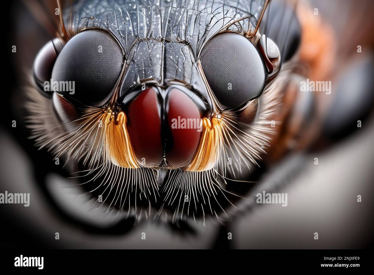 Detailed mosquito head photo. Macro view Stock Photo