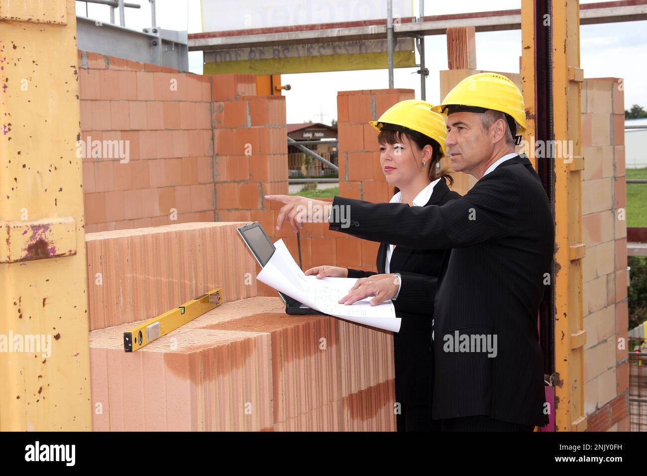 architects on the construction site Stock Photo