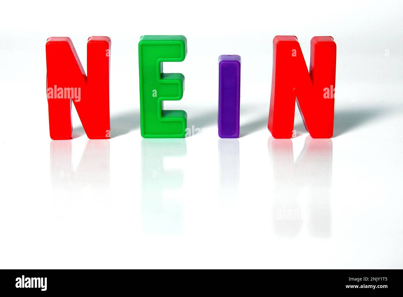 colourful characters building the word NEIN, no Stock Photo - Alamy