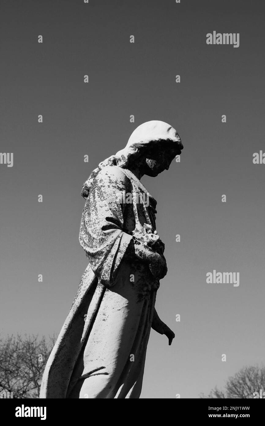 Old mother mary statue Black and White Stock Photos & Images Alamy