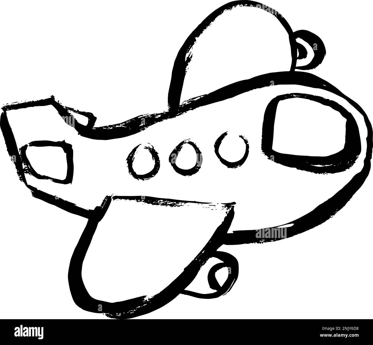 Ink Dry Brush Painting Cartoon Plane Stock Vector