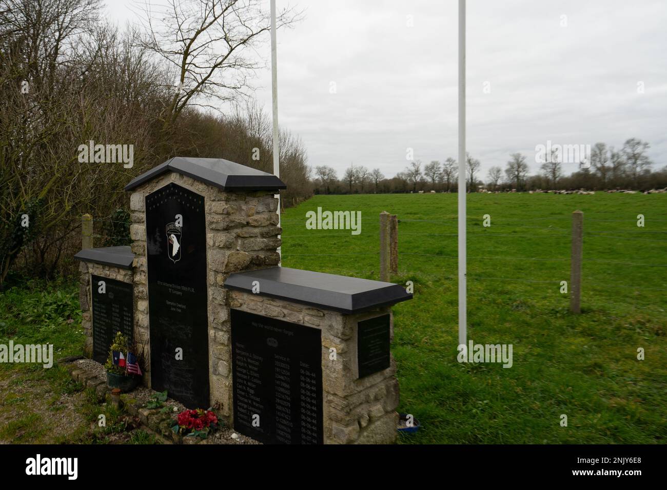 Monument for Easy Company, 101st Airborne. At brecourt, Normandy France 6 februari 2023 Stock Photo