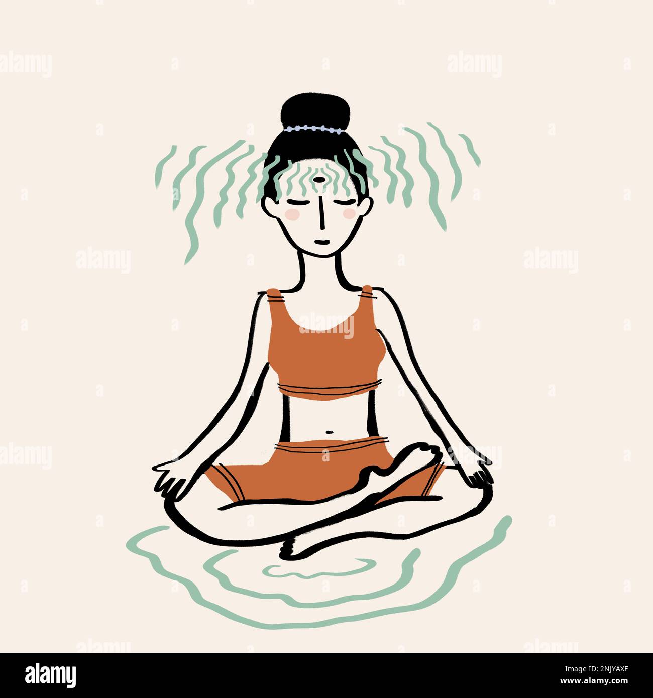 Cartoon illustration meditating woman hi-res stock photography and images -  Page 11 - Alamy