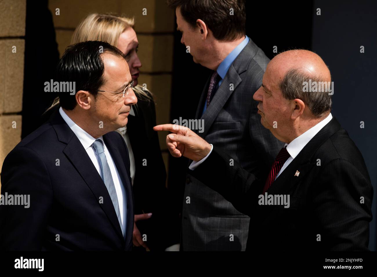 Cyprus' President elect Nikos Christodoulides, left, and Turkish