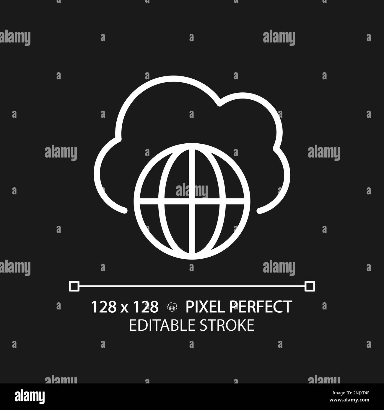 Public cloud pixel perfect white linear icon for dark theme Stock ...