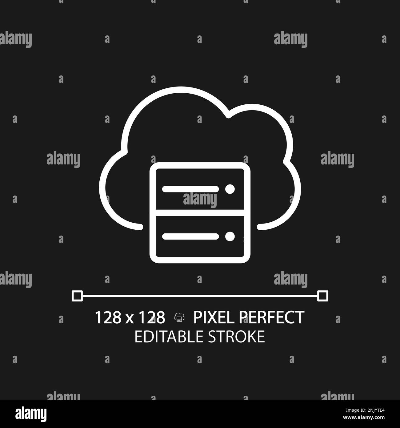 Cloud server pixel perfect white linear icon for dark theme Stock ...