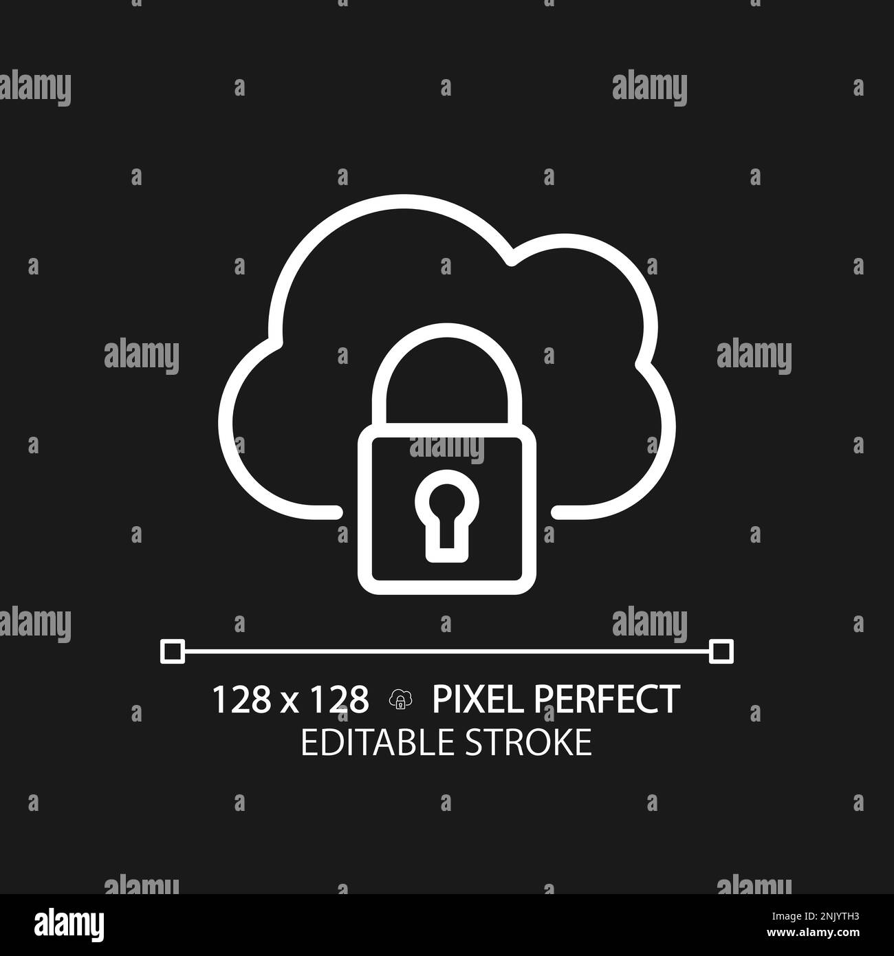 Private cloud pixel perfect white linear icon for dark theme Stock ...