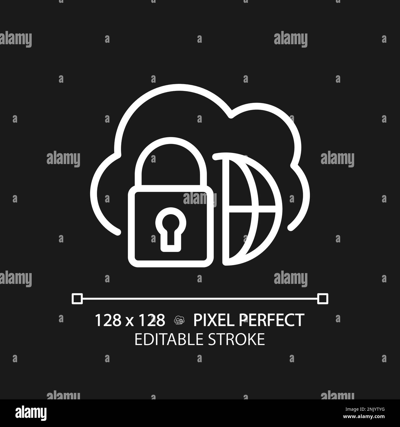 Hybrid cloud pixel perfect white linear icon for dark theme Stock ...