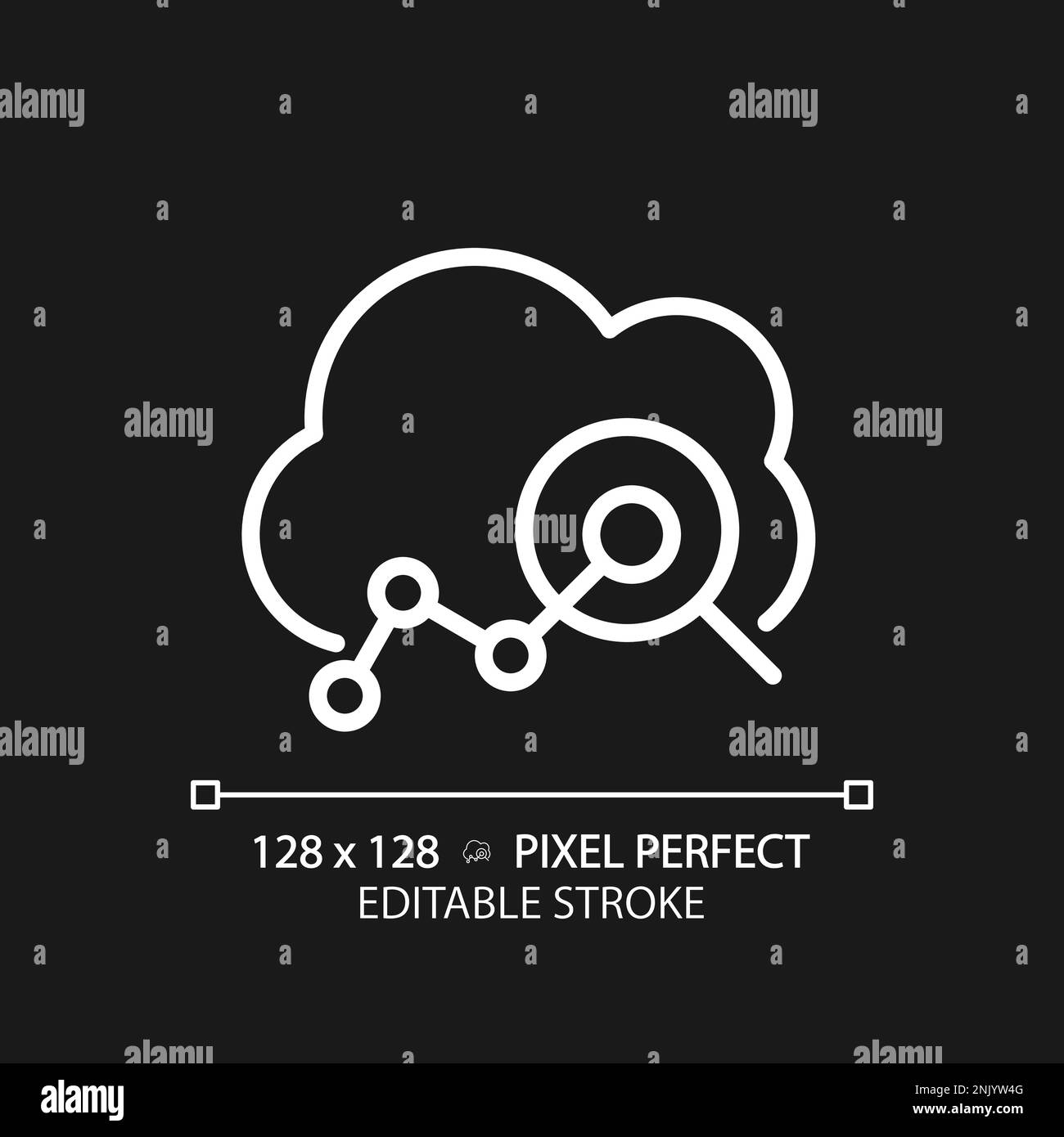 Cloud analytics pixel perfect white linear icon for dark theme Stock ...