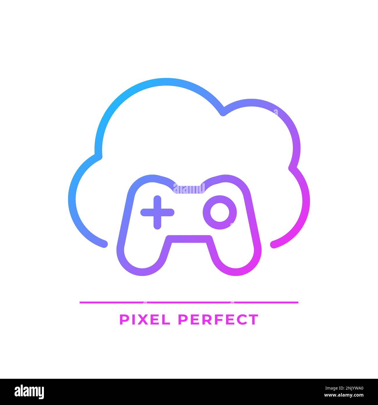 Cloud gaming pixel perfect gradient linear vector icon Stock Vector