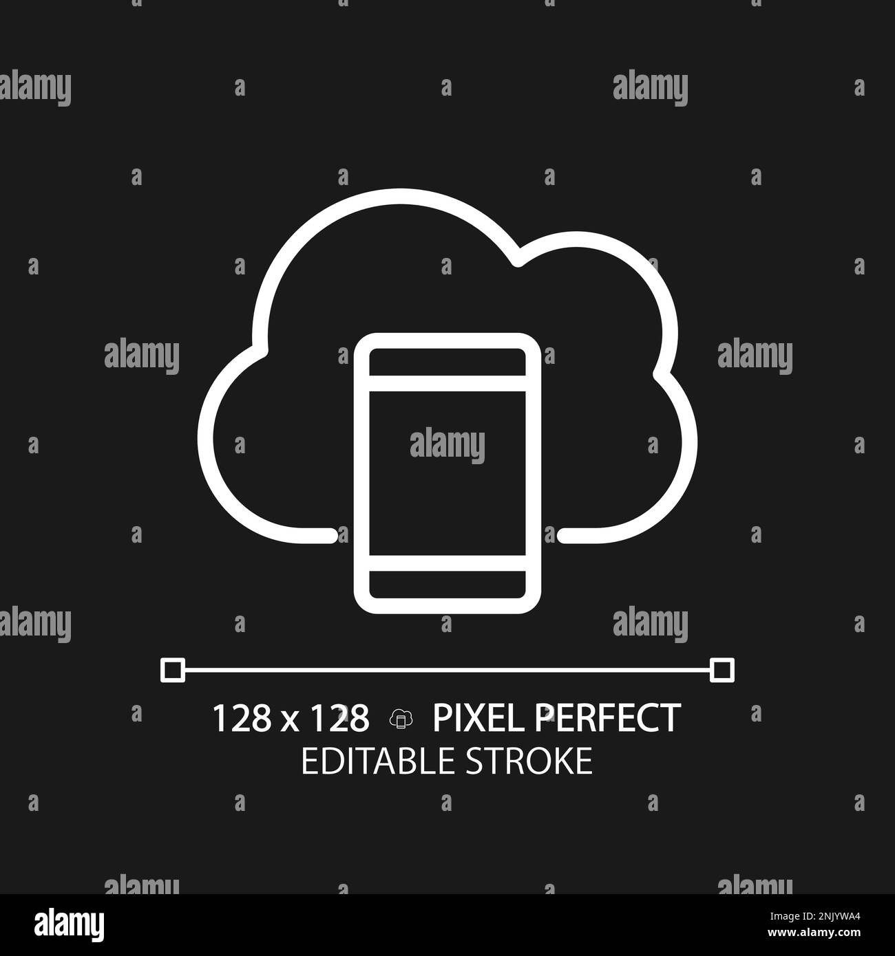 Mobile cloud computing pixel perfect white linear icon for dark theme ...