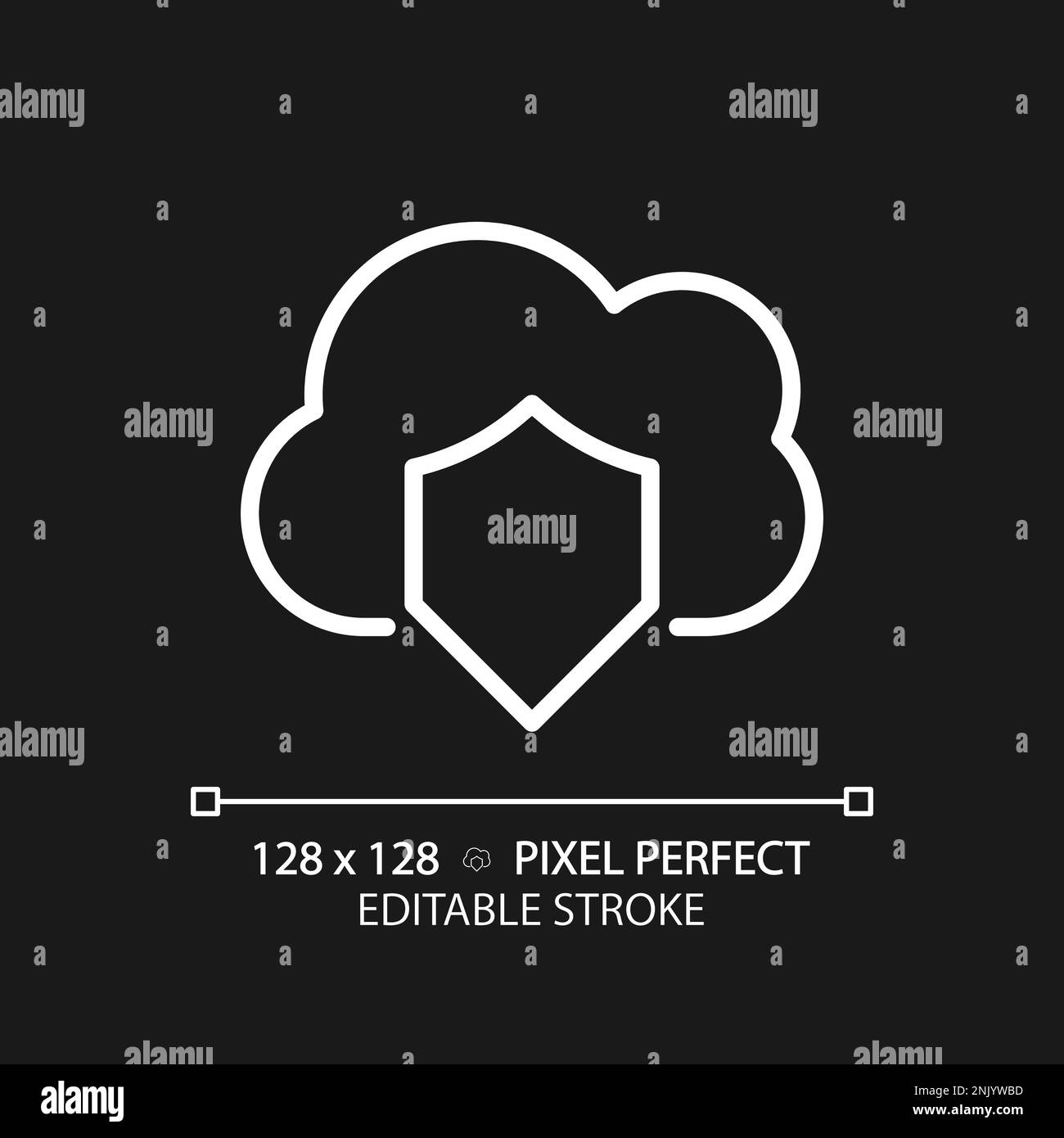 Cloud security pixel perfect white linear icon for dark theme Stock ...