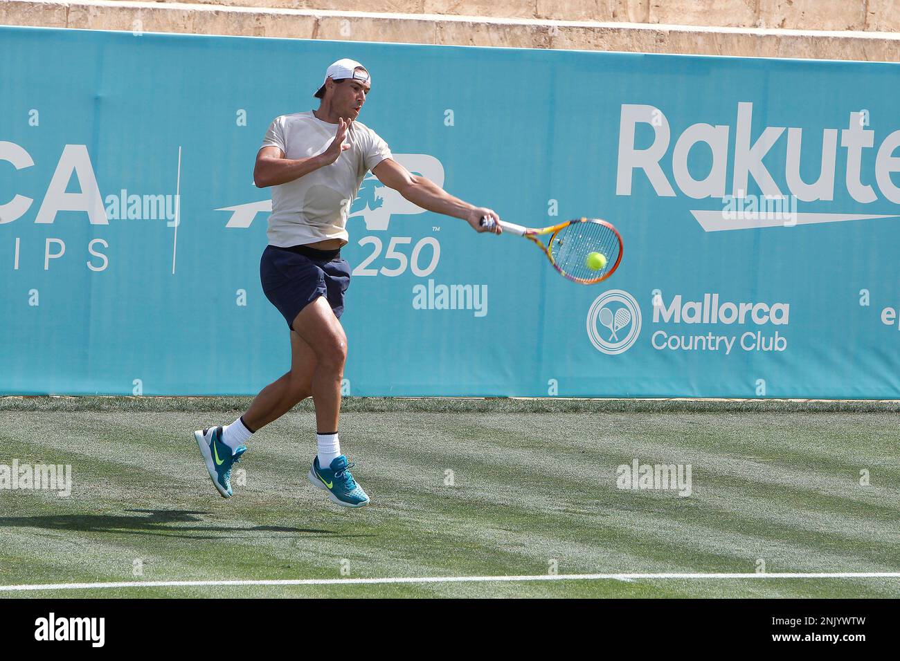 The tennis player Rafael Nadal during a training session open to the press, at the Mallorca Country Club, on June 17, 20222, in Santa Ponça, Mallorca, Balearic Islands (Spain)