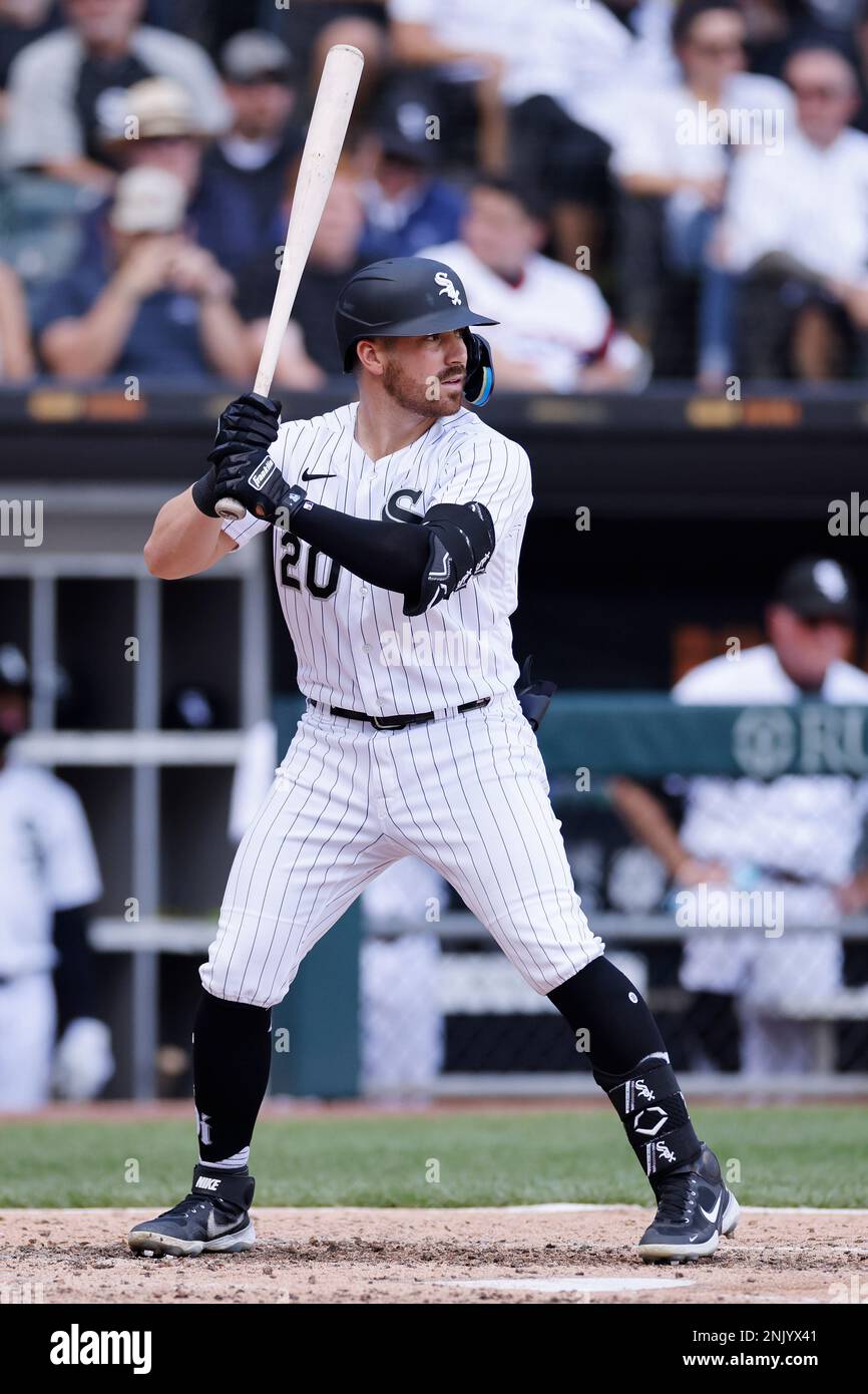 CHICAGO, IL - JUNE 09: Chicago White Sox center fielder Luis Robert Jr.  (88) looks on after hitting a game winning single during a Major League  Baseball game between the Miami Marlins