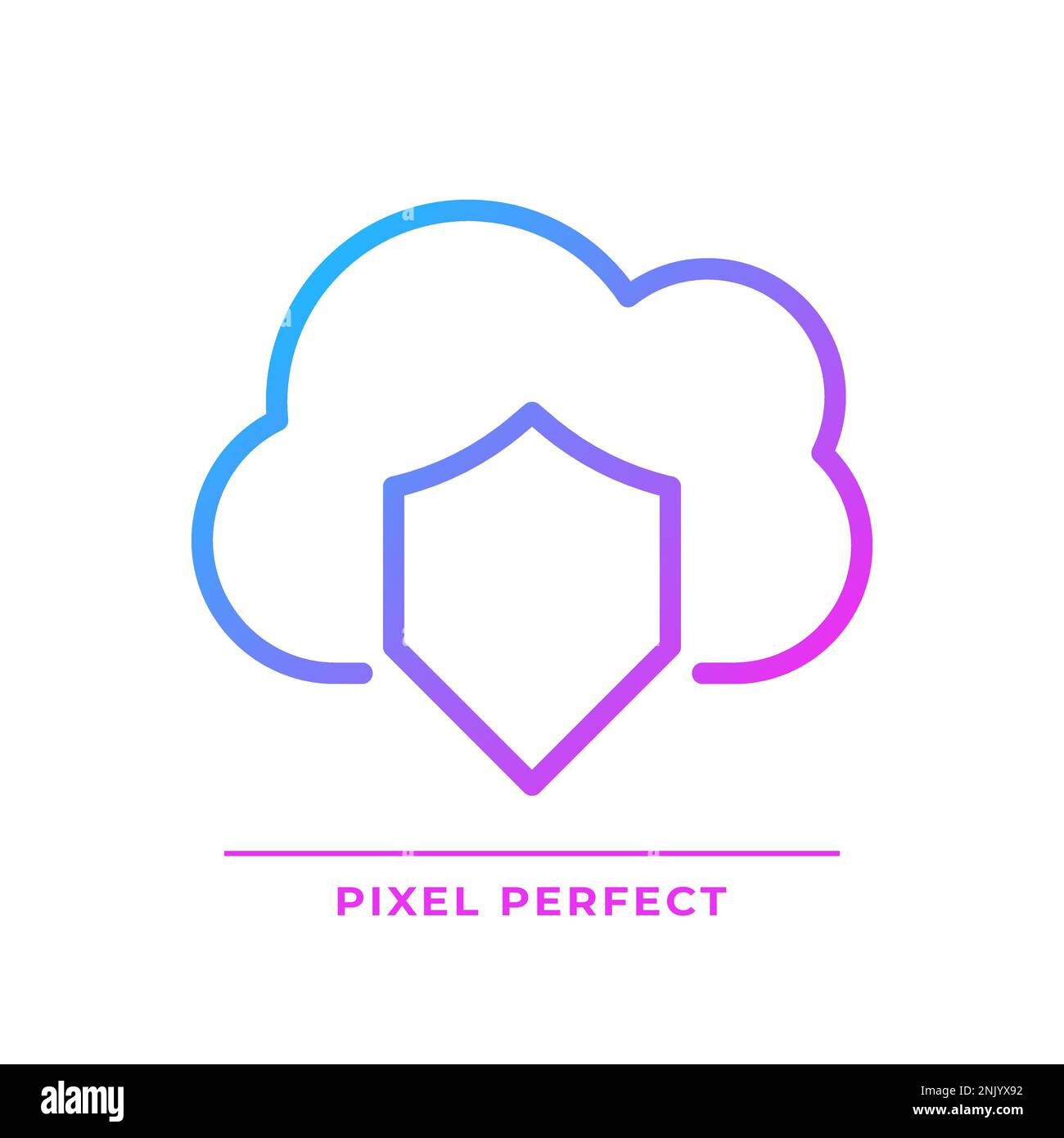 Cloud security pixel perfect gradient linear vector icon Stock Vector