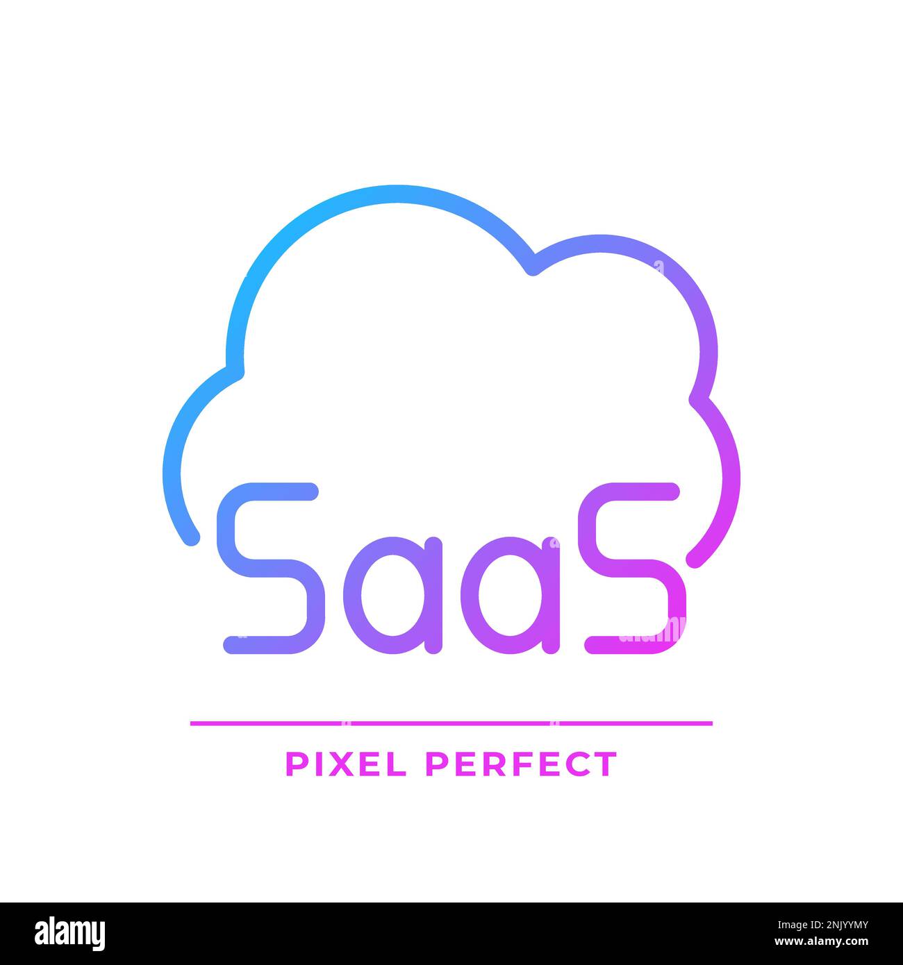 SaaS cloud computing pixel perfect gradient linear vector icon Stock Vector