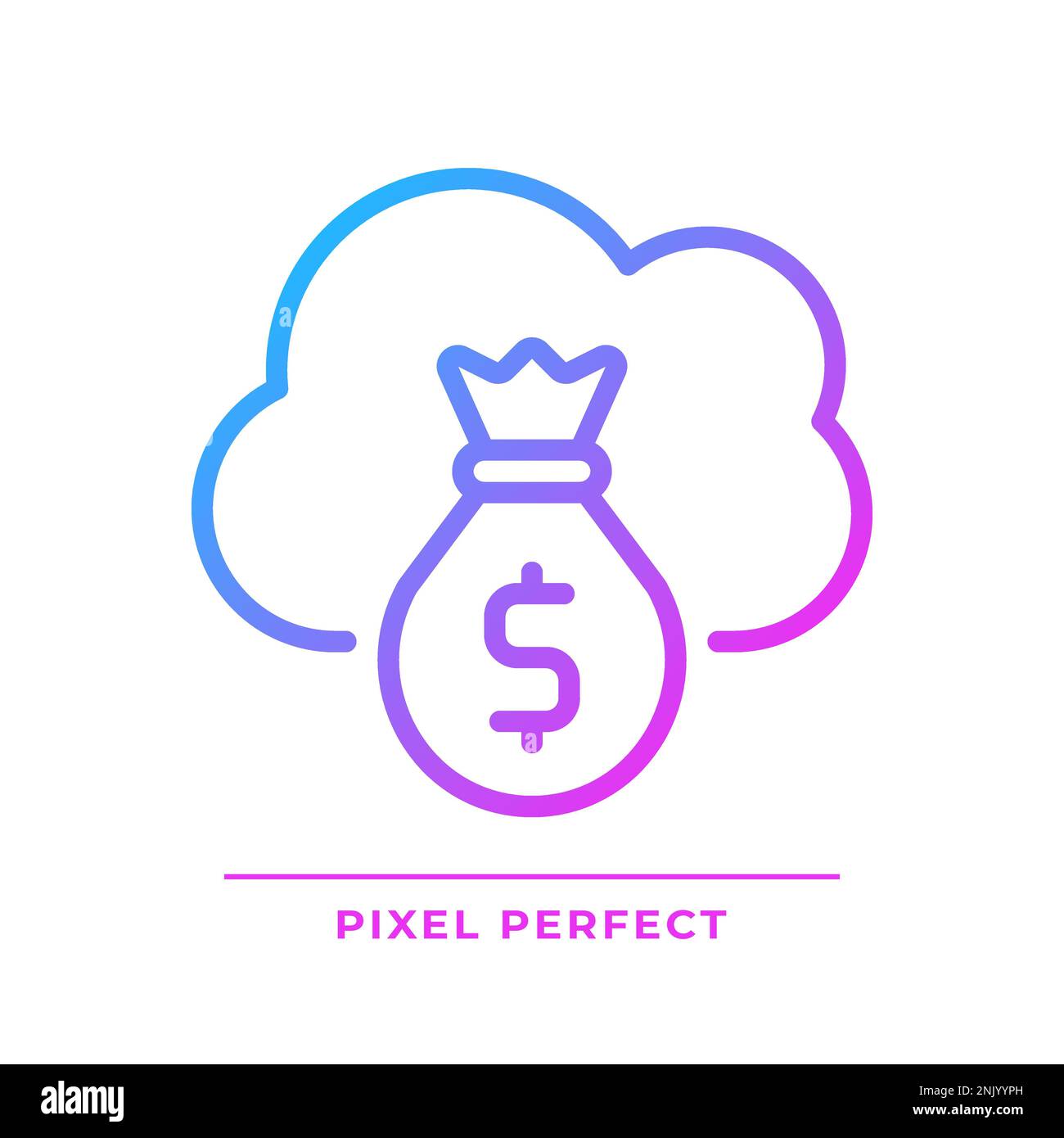 Cloud service cost pixel perfect gradient linear vector icon Stock Vector