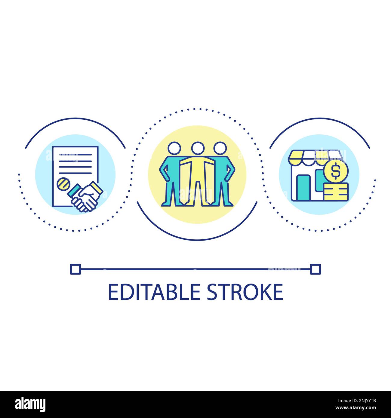 Start business with partners loop concept icon Stock Vector