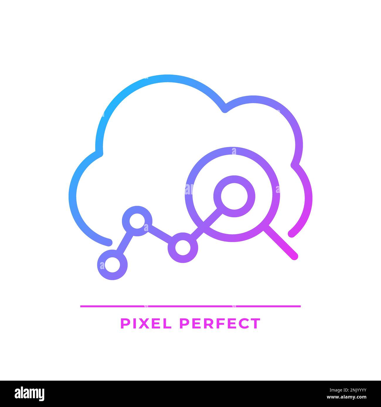 Cloud analytics pixel perfect gradient linear vector icon Stock Vector