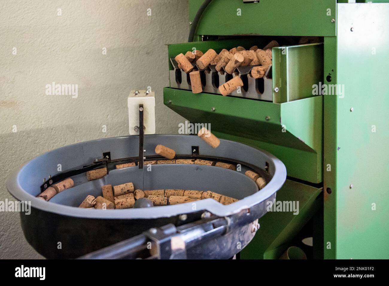 Bottle corks during the manufacturing process at De Maria Taps S.L