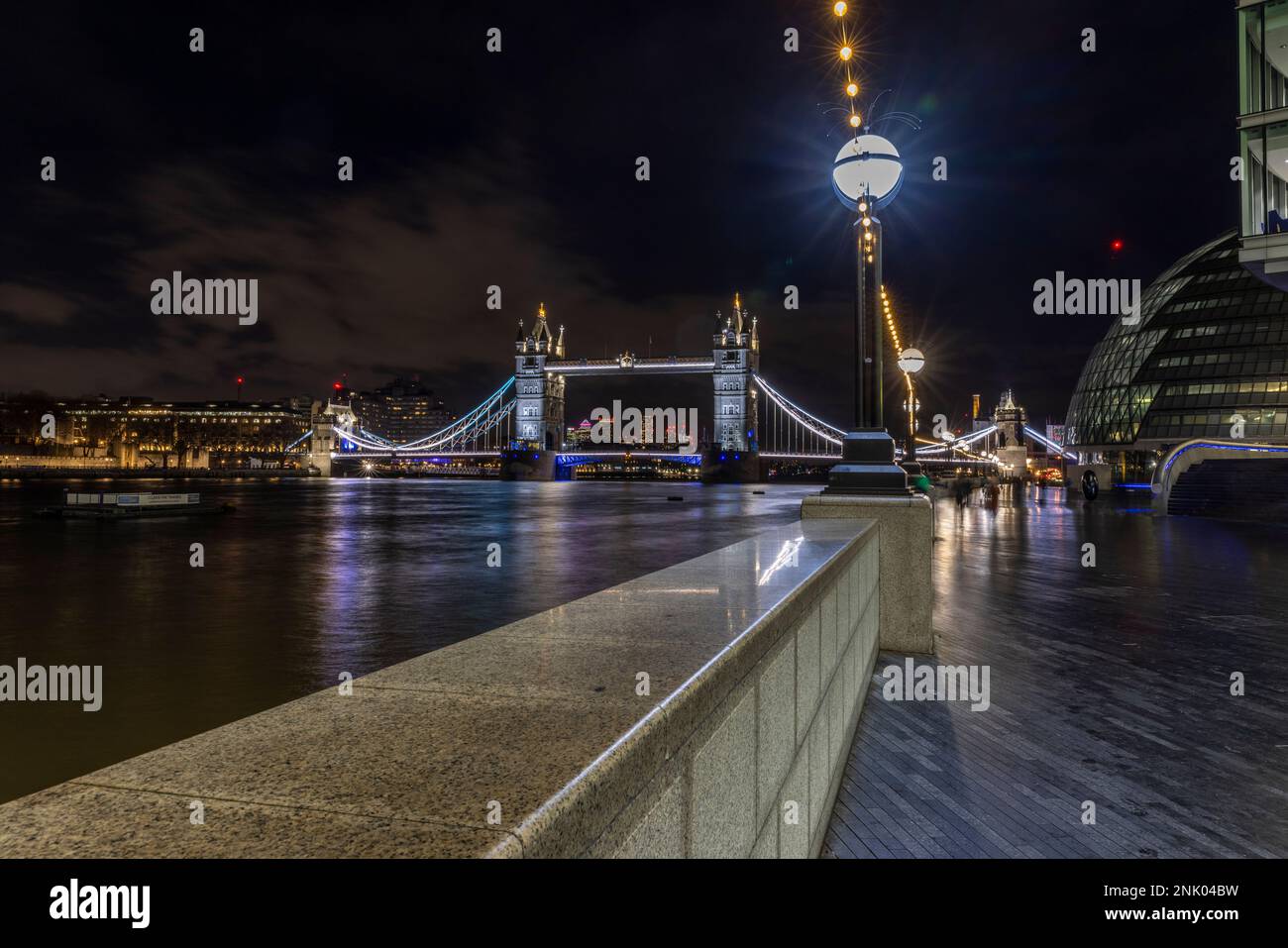 River Thames The Queens Walk And Tower Bridge At Night London