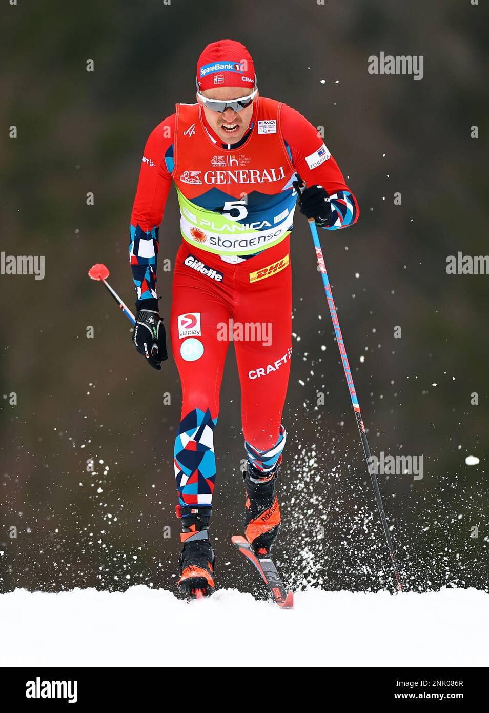 Planica, Slovenia. 23rd Feb, 2023. Nordic skiing: World Championship, Cross-country skiing - sprint classic, men, race, qualification. Paal Golberg from Norway in action. Credit: Daniel Karmann/dpa/Alamy Live News Stock Photo