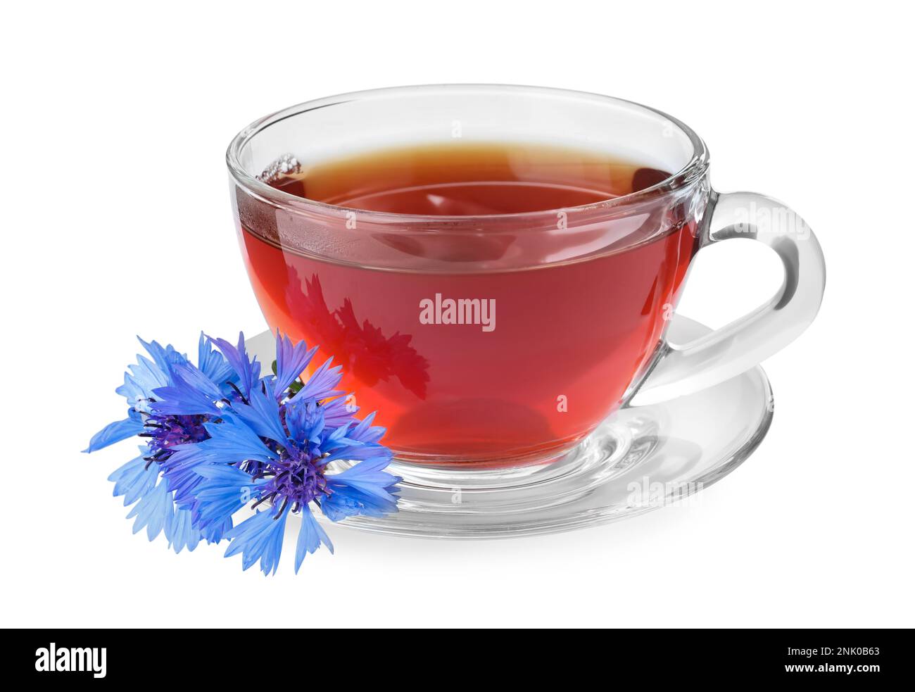 Cornflower tea and fresh flowers on white background Stock Photo Alamy