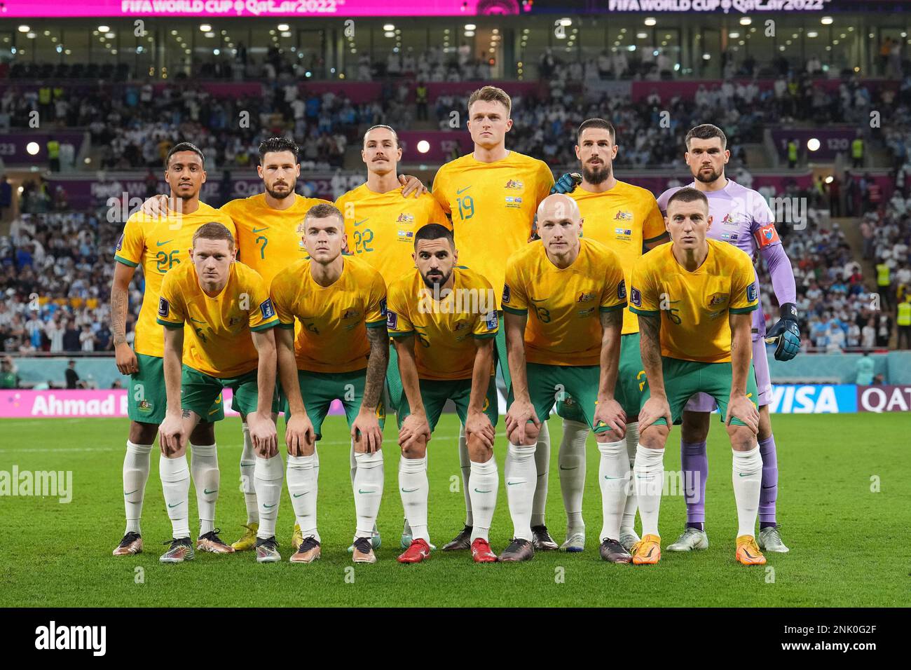 Ahmad Bin Ali Stadium, Qatar. 03rd Dec, 2022. Australia group photo seen during the FIFA World Cup Qatar 2022 match between Argentina and Australia at Ahmad Bin Ali Stadium. Final score: Argentina 2:1 Australia. (Photo by Grzegorz Wajda/SOPA Images/Sipa USA) Credit: Sipa USA/Alamy Live News Stock Photo