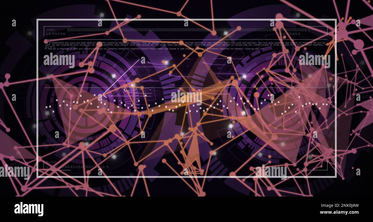 Image of shapes and scopes scanning over data processing on black ...