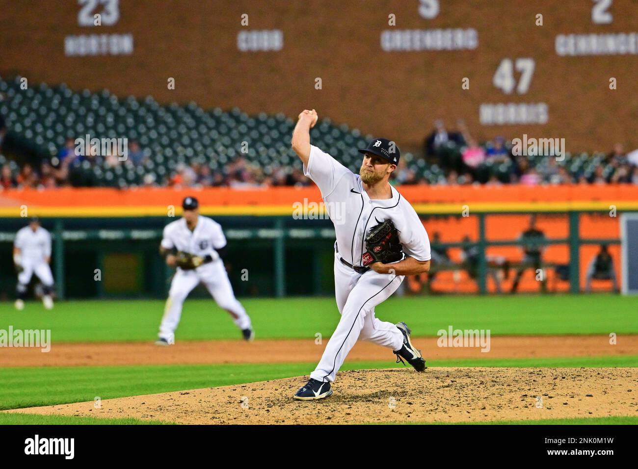 Detroit MI, USA. 12th Apr, 2022. Detroit pitcher Will Vest (19) throws a  pitch during the game with Boston Red Sox and Detroit Tigers held at  Comercia Park in Detroit Mi. David